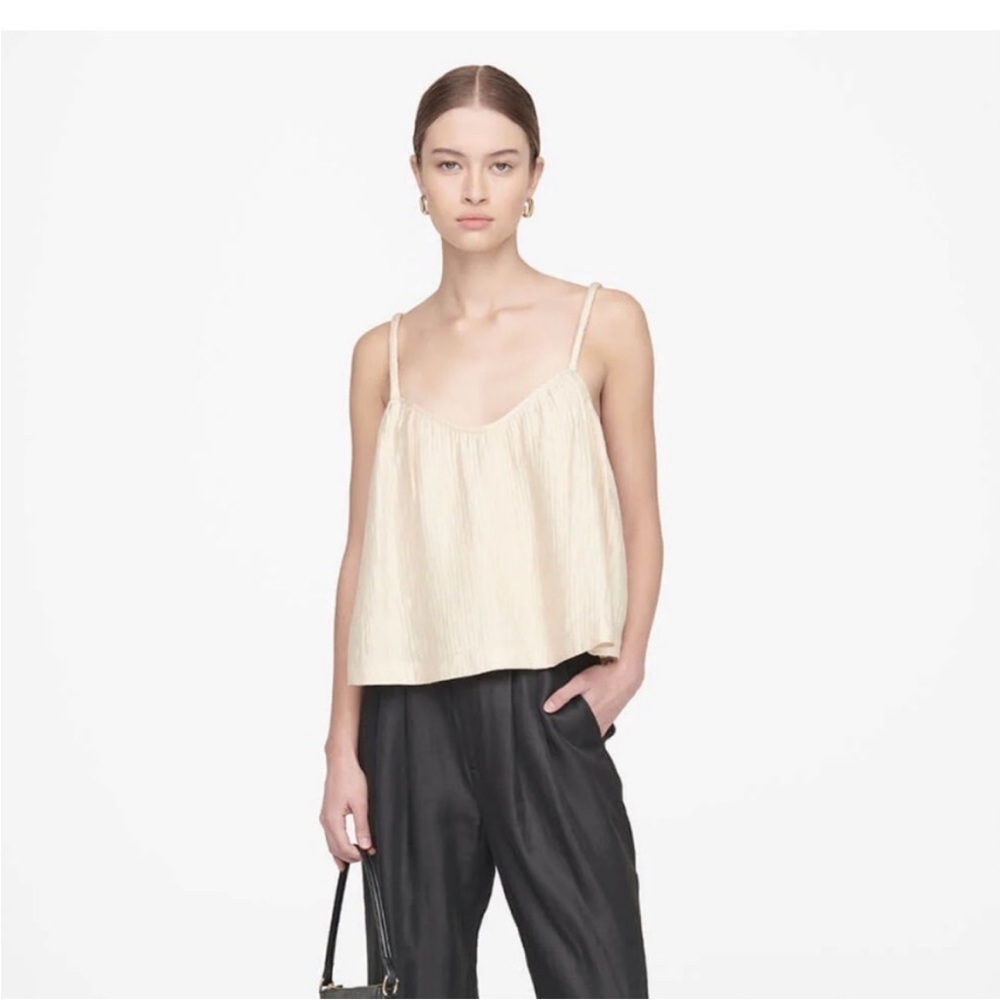 Anine Bing Cream Camisole Top with Delicate Straps